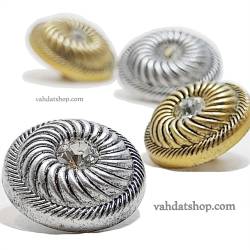 دکمه 2 سایز پایه دار طلایی نقره ای نگین دار طرح 2