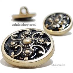 دکمه 2 سایز پایه دار طلایی مشکی طرح 1