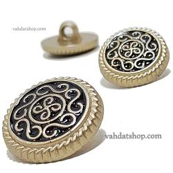 دکمه 2 سایز پایه دار طلایی مشکی طرح 3