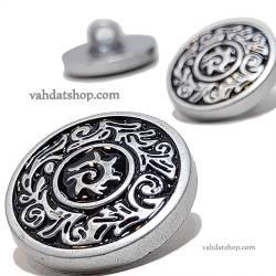 دکمه 2 سایز پایه دار نقره ای مشکی طرح 2