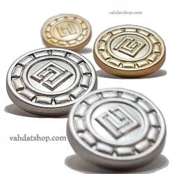 دکمه 2 سایز پایه دار طلایی نقره ای طرح G