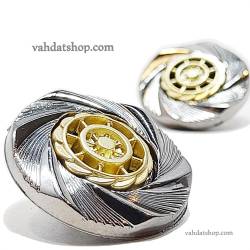 دکمه 2 سایز پایه دار نقره ای طلایی طرح 1