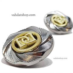 دکمه 2 سایز پایه دار نقره ای طلایی طرح 3