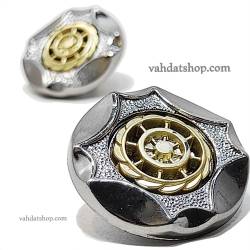 دکمه 2 سایز پایه دار نقره ای طلایی طرح 5