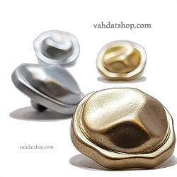 دکمه 2 سایز پایه دار طلایی نقره ای طرح موج دار