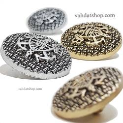 دکمه 2 سایز پایه دار تاجی طلایی نقره ای