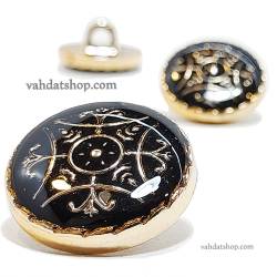 دکمه 2 سایز پایه دار طلایی مشکی طرح گل