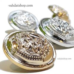 دکمه 2 سایز پایه دار طلایی نقره ای طرح 2