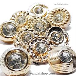 دکمه شومیزی طلایی نگین دار