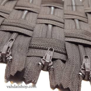 زیپ 20 سانت دنده 4 قهوه ای کد 088 بسته ای