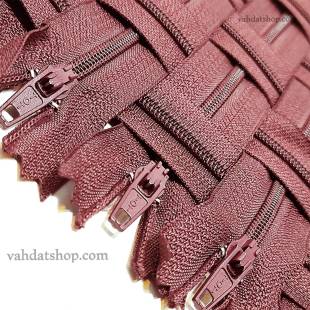 زیپ 20 سانت دنده 3 زرشکی کد 864 بسته ای