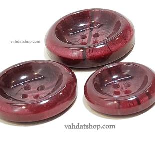 دکمه 3 سایز اسپورت چهارسوراخ گود زرشکی