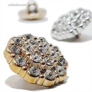 دکمه 2 سایز پایه دار طلایی نقره ای نگین دار طرح 4