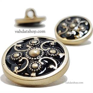 دکمه 2 سایز پایه دار طلایی مشکی طرح 1