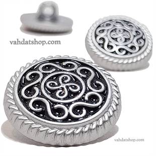 دکمه 2 سایز پایه دار نقره ای مشکی طرح 3