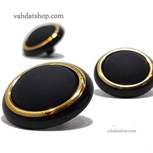 دکمه 2 سایز پایه دار مشکی دور طلایی