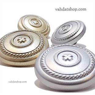 دکمه 2 سایز پایه دار طلایی نقره ای طرح +