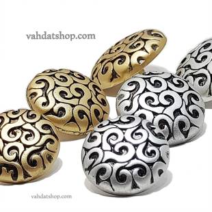 دکمه 3 سایز پایه دار طلایی نقره ای اسلیمی