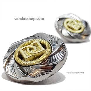 دکمه 2 سایز پایه دار نقره ای طلایی طرح 3