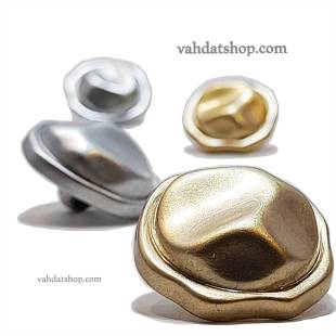 دکمه 2 سایز پایه دار طلایی نقره ای طرح موج دار