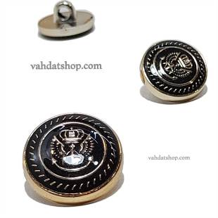 دکمه 2 سایز پایه دار تاجی طلایی نقره ای طرح 2