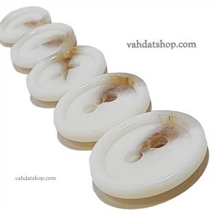 دکمه پالتویی 5 سایز سفید لبه دار