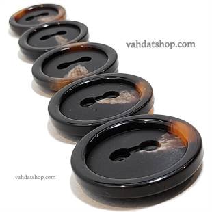 دکمه پالتویی 5 سایز قهوه ای لبه دار